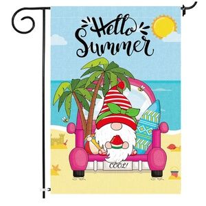 NEW "Hello Summer" Gnome Garden Flag Flag 12×18 Inches😎